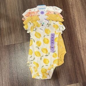 NWT Carter's Lemon and Floral Baby Bodysuit Set
